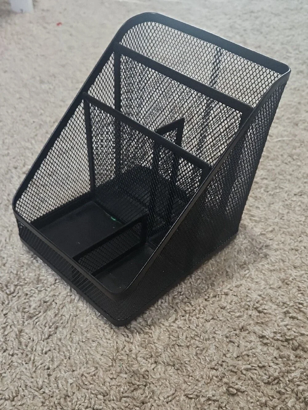 Black Mesh Desk Organizer - Multi-Compartment Home Storage